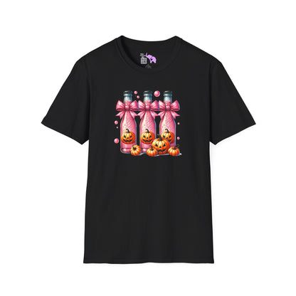 Pink Fizzy Drink w/Pumpkins Adult T-shirt