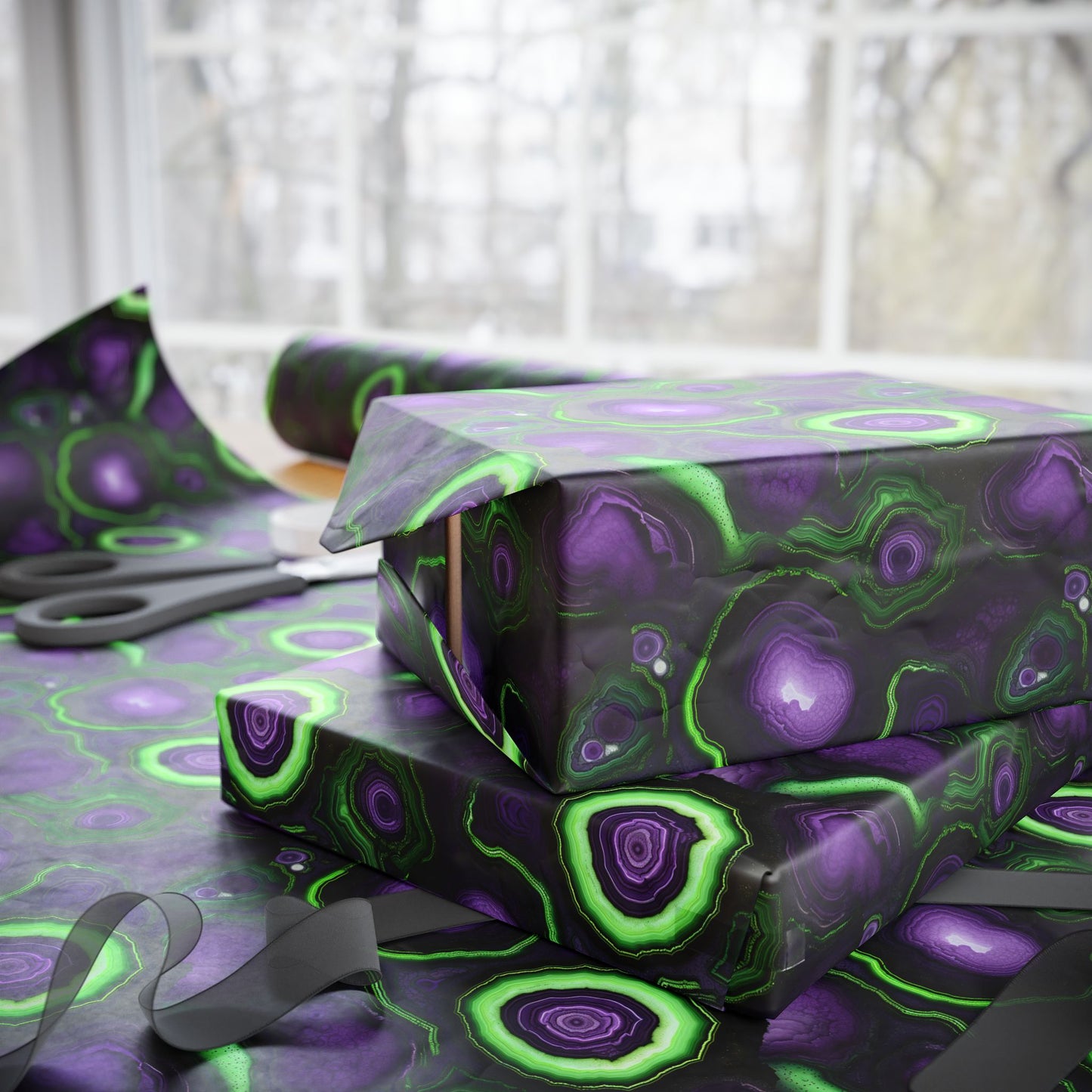 Amethyst & Lime Fracture Wrapping Paper