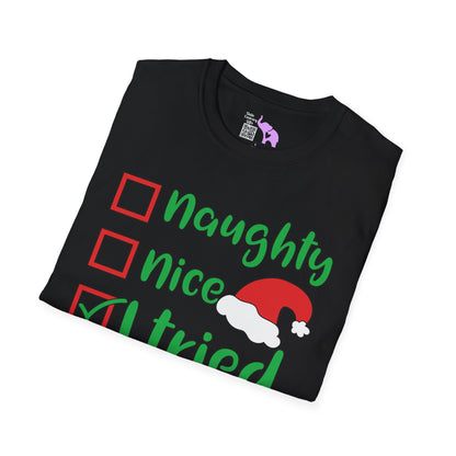 Naughty; Nice; I Tried Crew Adult T-shirt