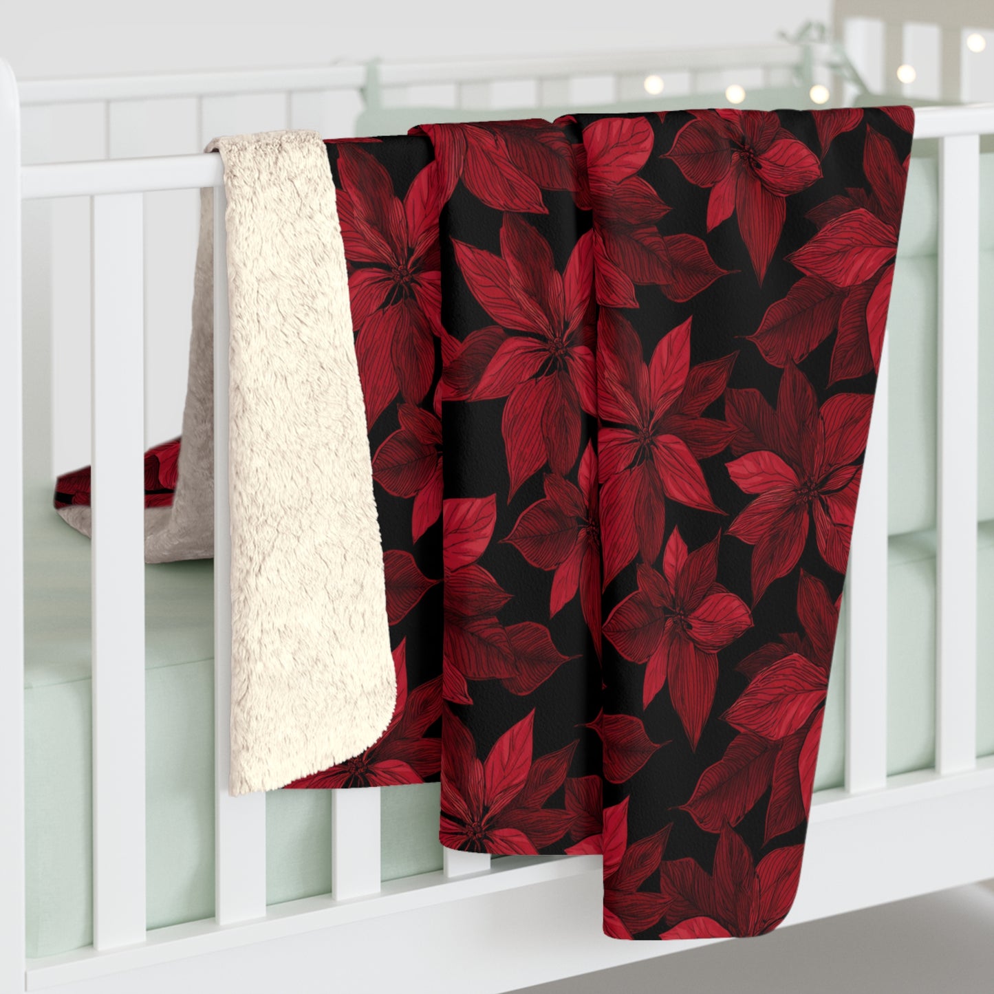 Midnight Poinsettia Garden Fleece Blanket