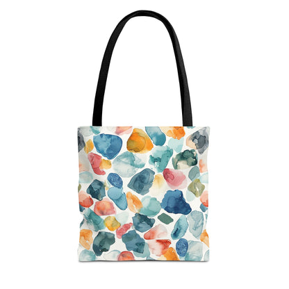 Watercolor Pebble Terrazzo Canvas Tote Bag