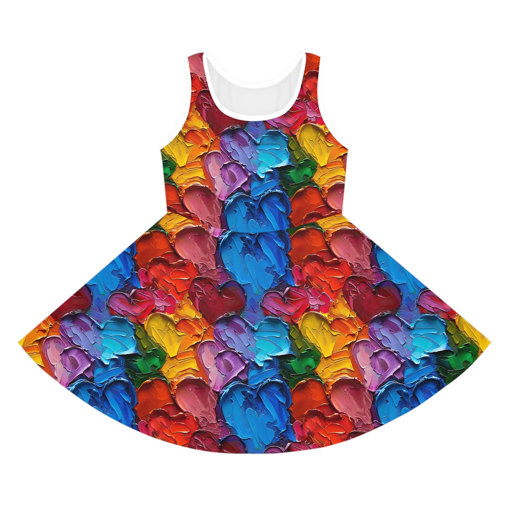 Palette Knife Hearts Girls' Sleeveless Sundress