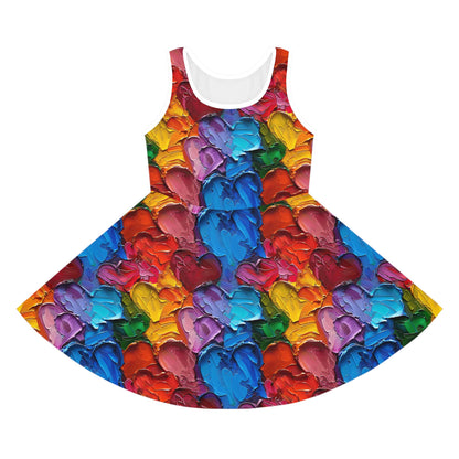 Palette Knife Hearts Girls' Sleeveless Sundress