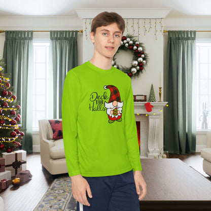 Deck the Halls Plaid Gnome Youth Long Sleeve Tee