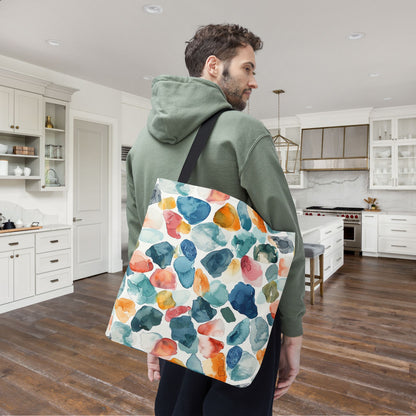 Watercolor Pebble Terrazzo Canvas Tote Bag