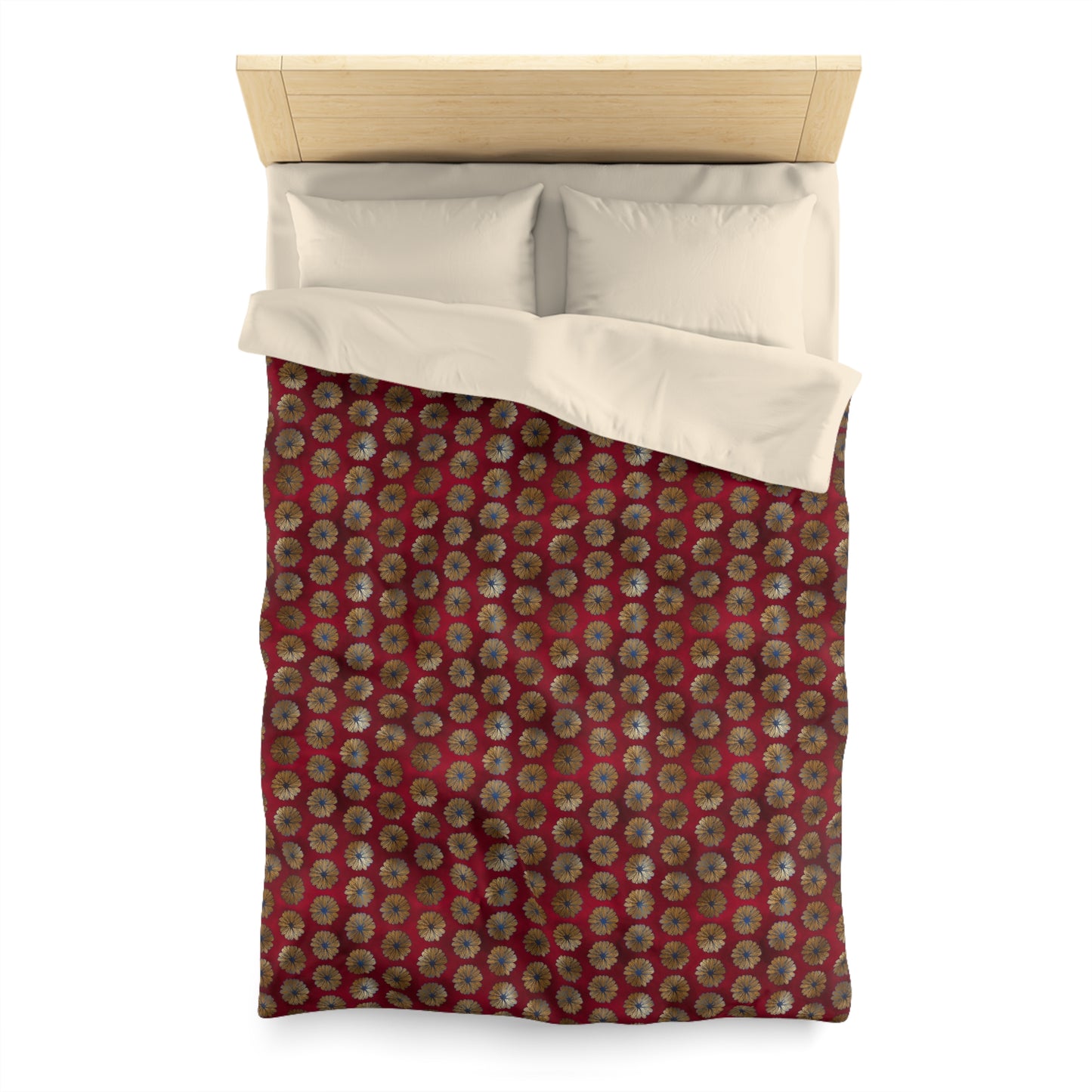 Majestic Crimson Daisies Microfiber Duvet Cover