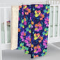 Watercolor Flowers Sherpa Fleece Blanket