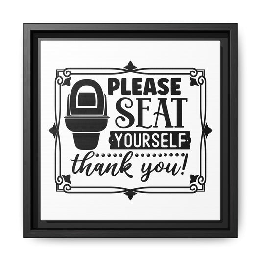 Please Seat Yourself Framed Canvas Bathroom Art