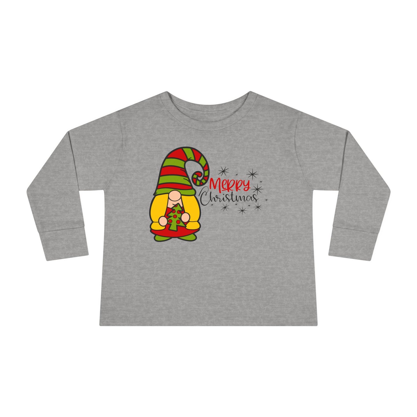Merry Christmas Girl Gnome Toddler Long Sleeve Tee