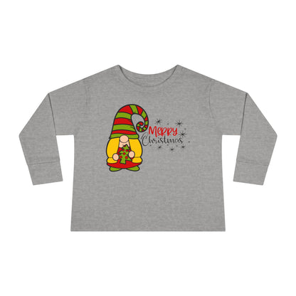 Merry Christmas Girl Gnome Toddler Long Sleeve Tee