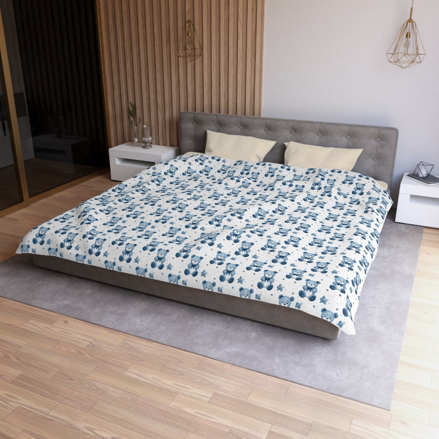 Blue Bear Hugs Microfiber Duvet Cover