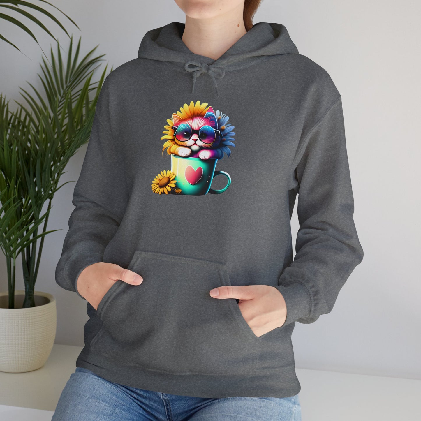 Cute Sunflower Kitten Heavy Blend™ Hooded Sweatshirt