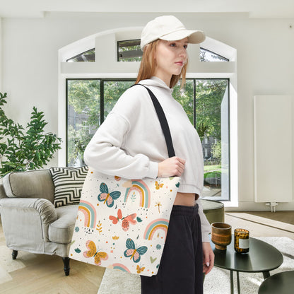 Whispering Wings & Rainbows Canvas Tote Bag