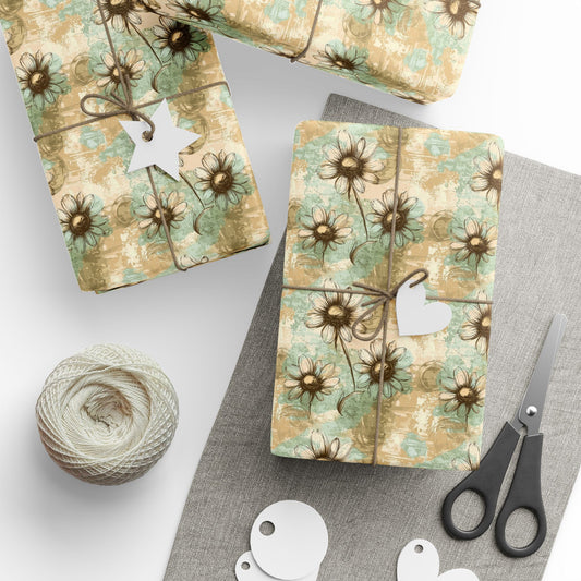 Worn Meadow Daisies Wrapping Paper