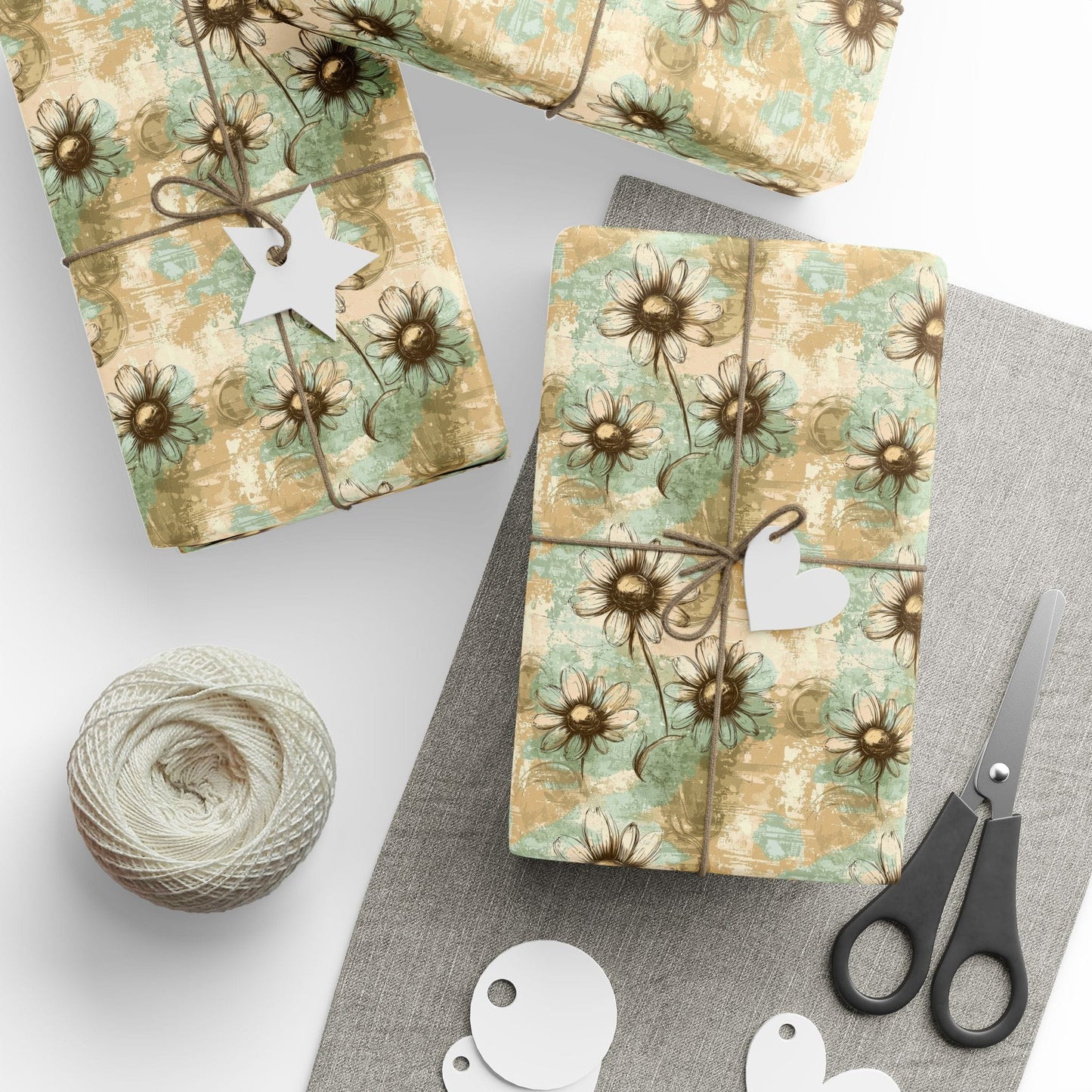 Worn Meadow Daisies Wrapping Paper