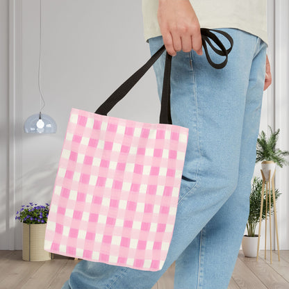 Dreamy Rose Gingham Canvas Tote Bag