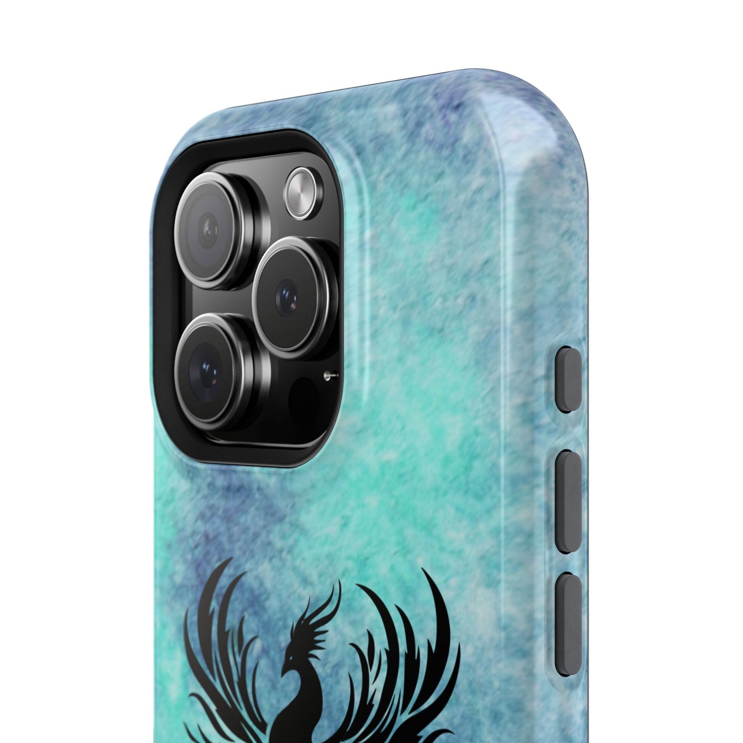Phoenix Silhouette Over Teal Nebula MagSafe® Compatible Tough Case for iPhone