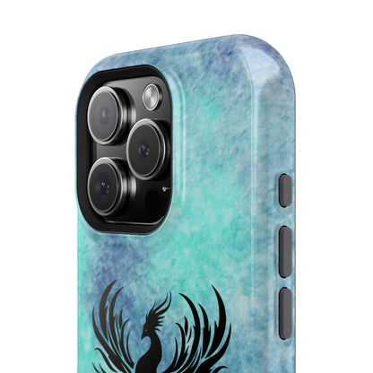 Phoenix Silhouette Over Teal Nebula MagSafe® Compatible Tough Case for iPhone