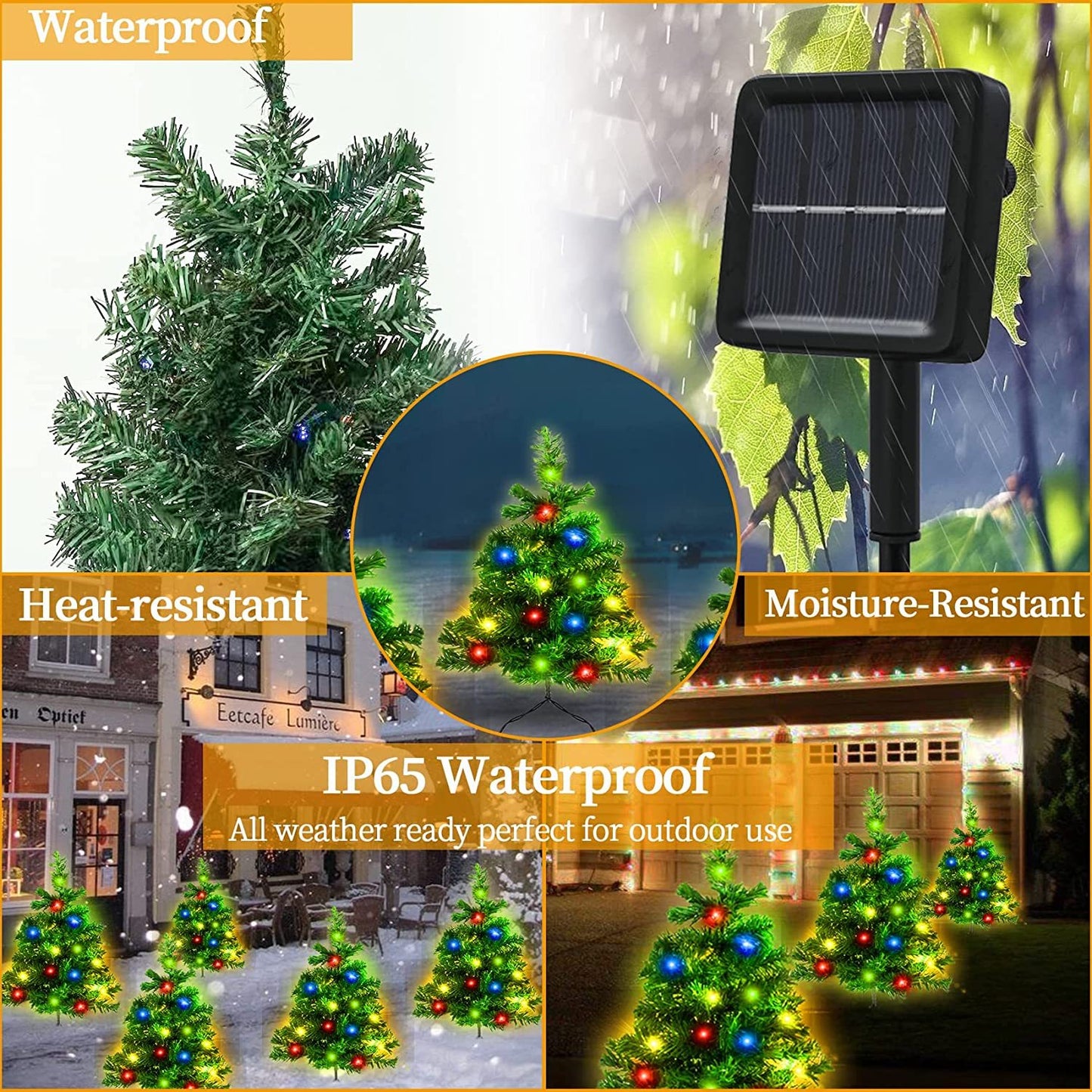 Multicolor LED Solar Christmas Trees – Pack of 2, 4, or 6
