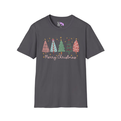 Merry Christmas Trees & Stars Adult T-shirt