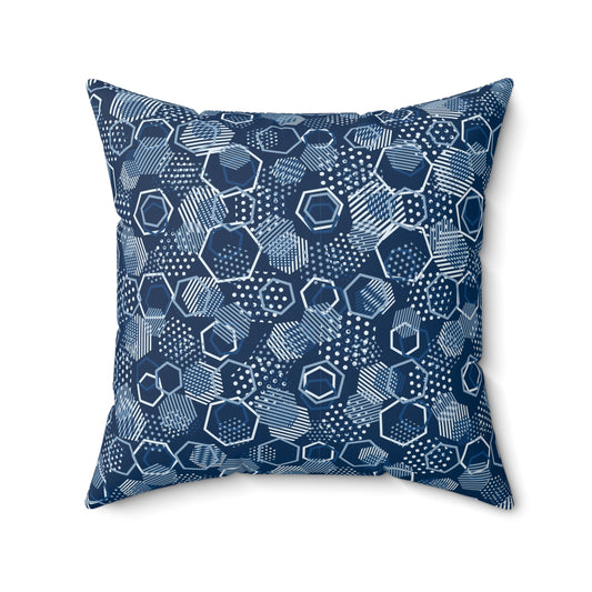 Blue Hexagons Throw Pillow