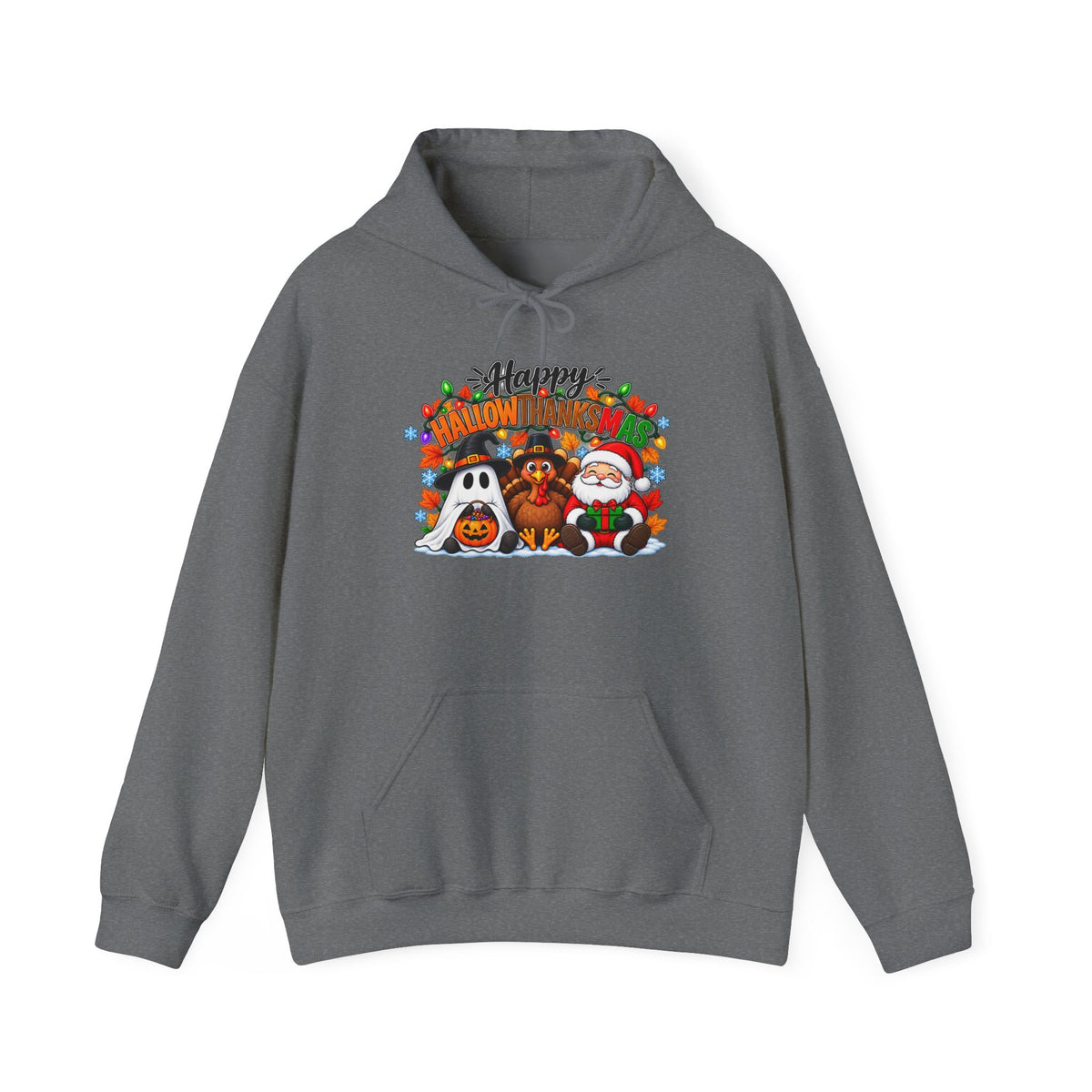 Happy Hallowthanksmas (String Lights) Heavy Blend™ Adult Hoodie