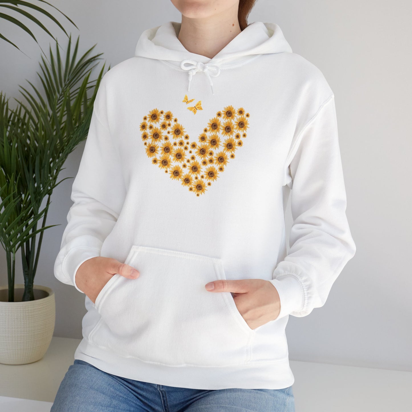 Sunflower Heart & Butterflies Heavy Blend™ Hooded Sweatshirt