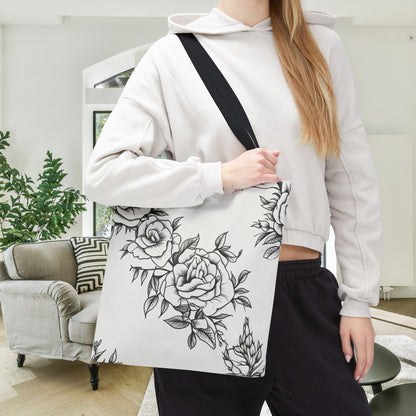 Midnight Rose Sketch Canvas Tote Bag