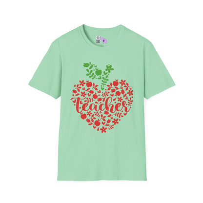 Teacher Apple Heart Adult T-shirt