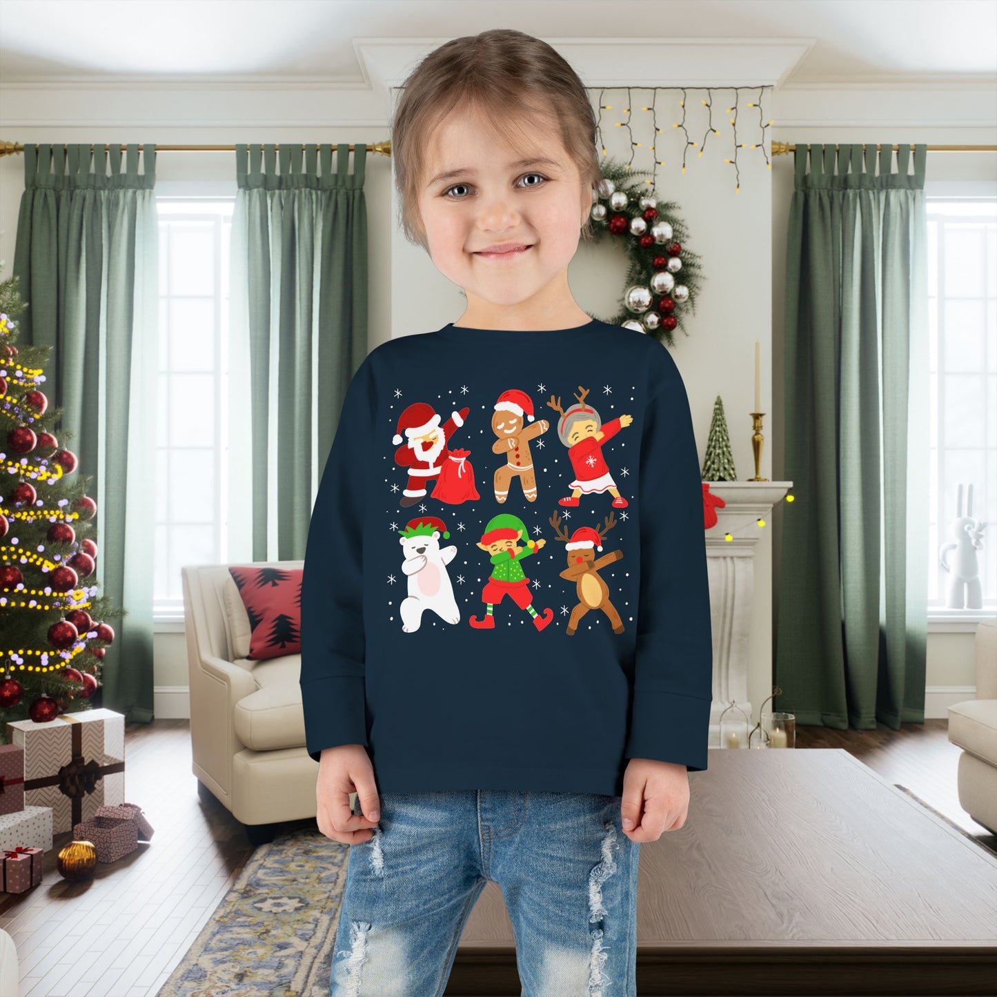 Dabbing Santa Crew Toddler Long Sleeve Tee
