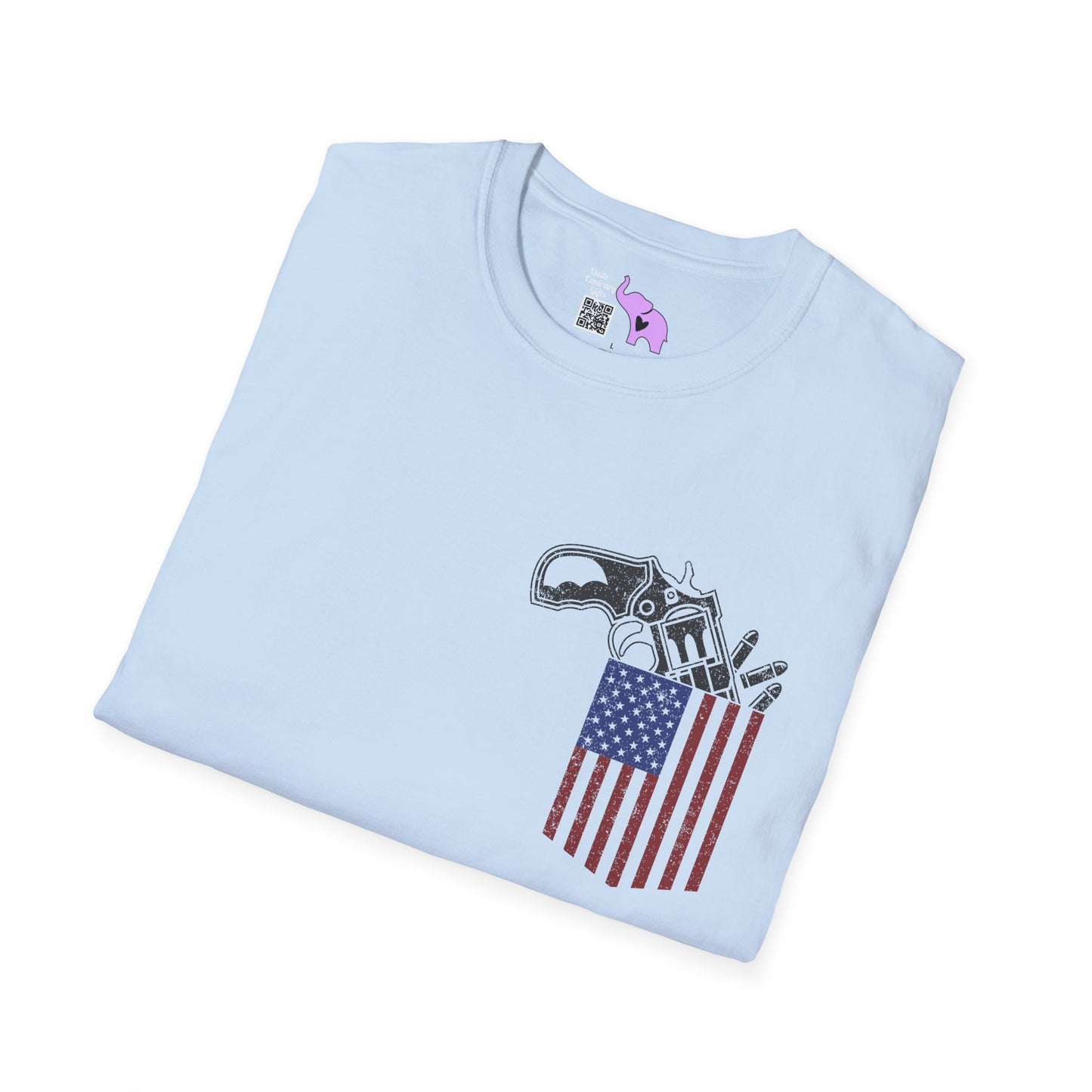 American Flag Pocket Gun Adult T-shirt