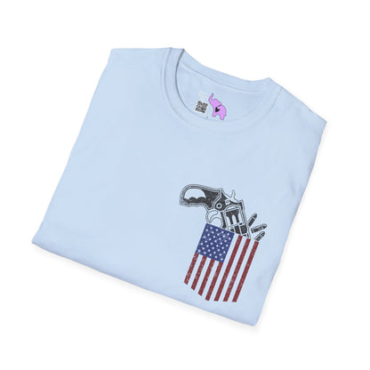 American Flag Pocket Gun Adult T-shirt