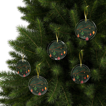 Fir Tree Branch w/Ornaments Glass Ornament