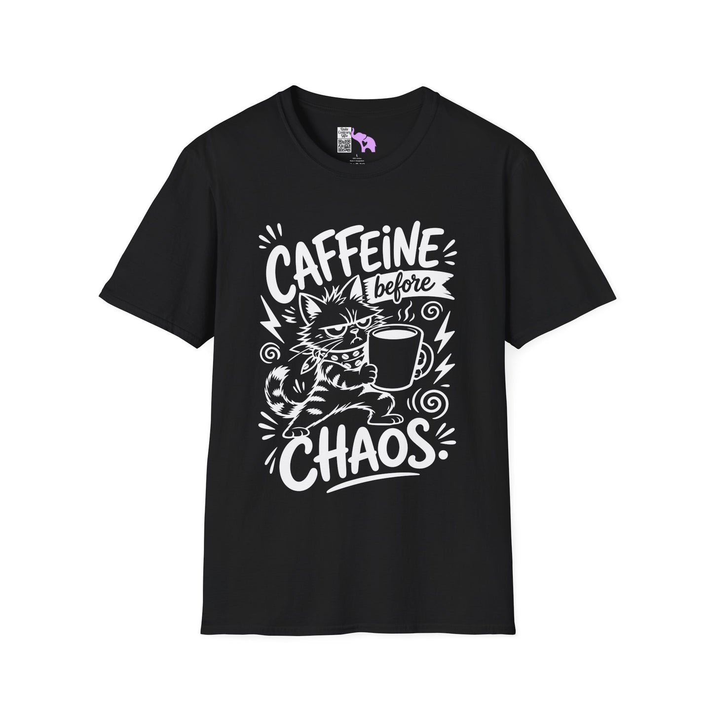 ""Caffeine Before Chaos (Cat) Adult T-shirt