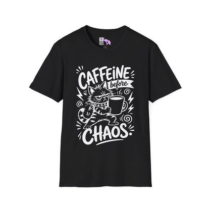 ""Caffeine Before Chaos (Cat) Adult T-shirt