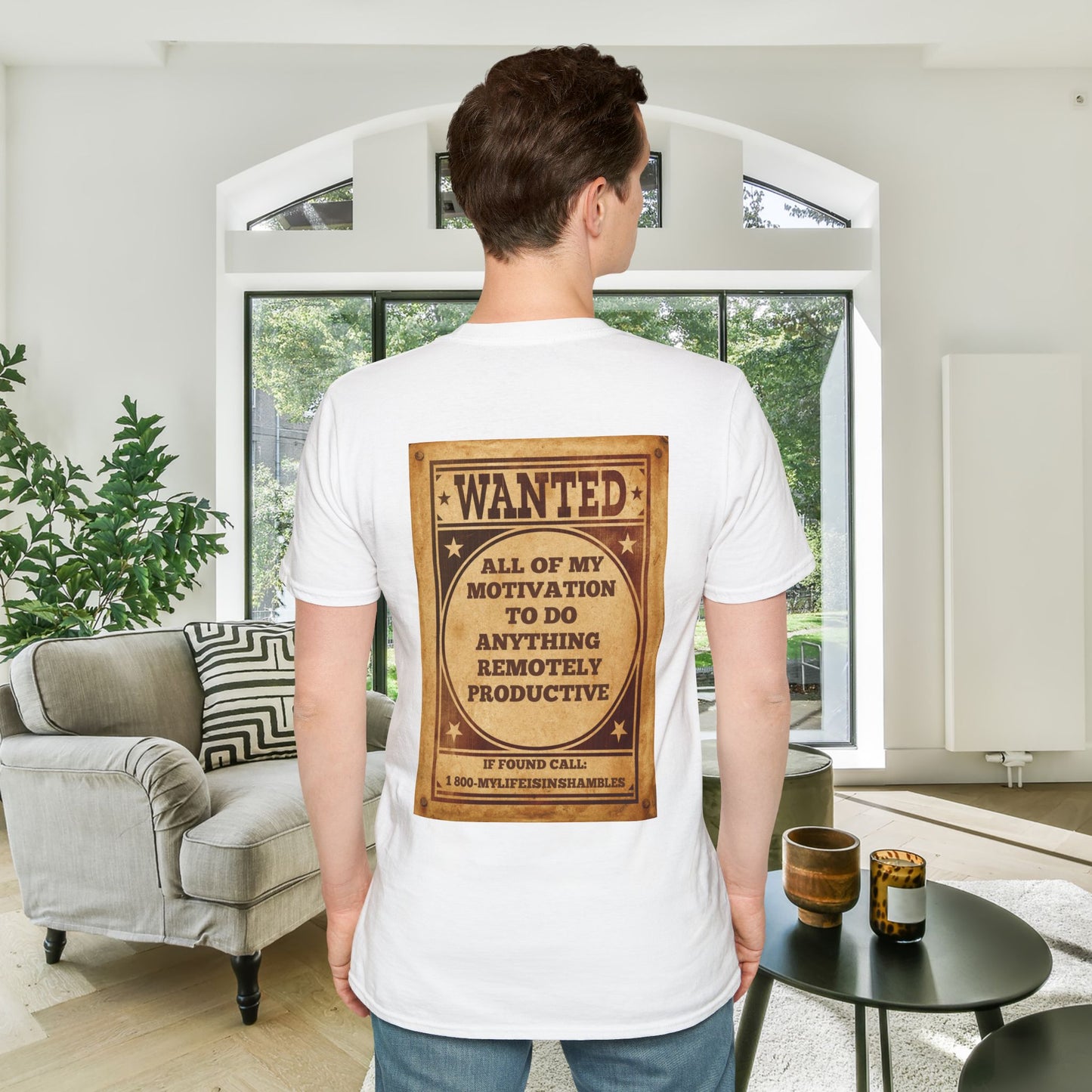 Wanted: All of my Motivation to do Anything Remotely Productive Adult T-shirt