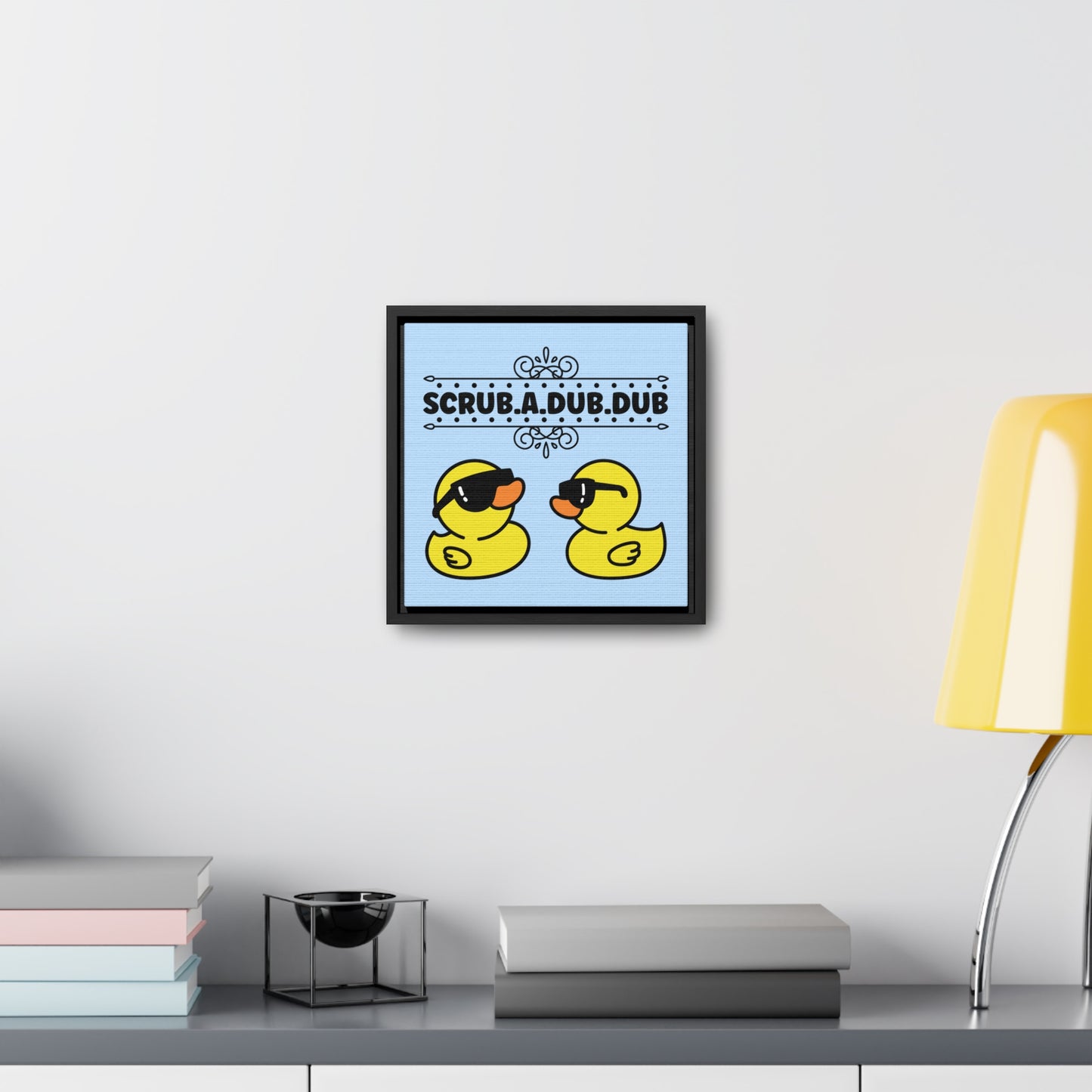 Scrub A Dub Dub w/Cool Ducks Canvas Wraps, Square Frame