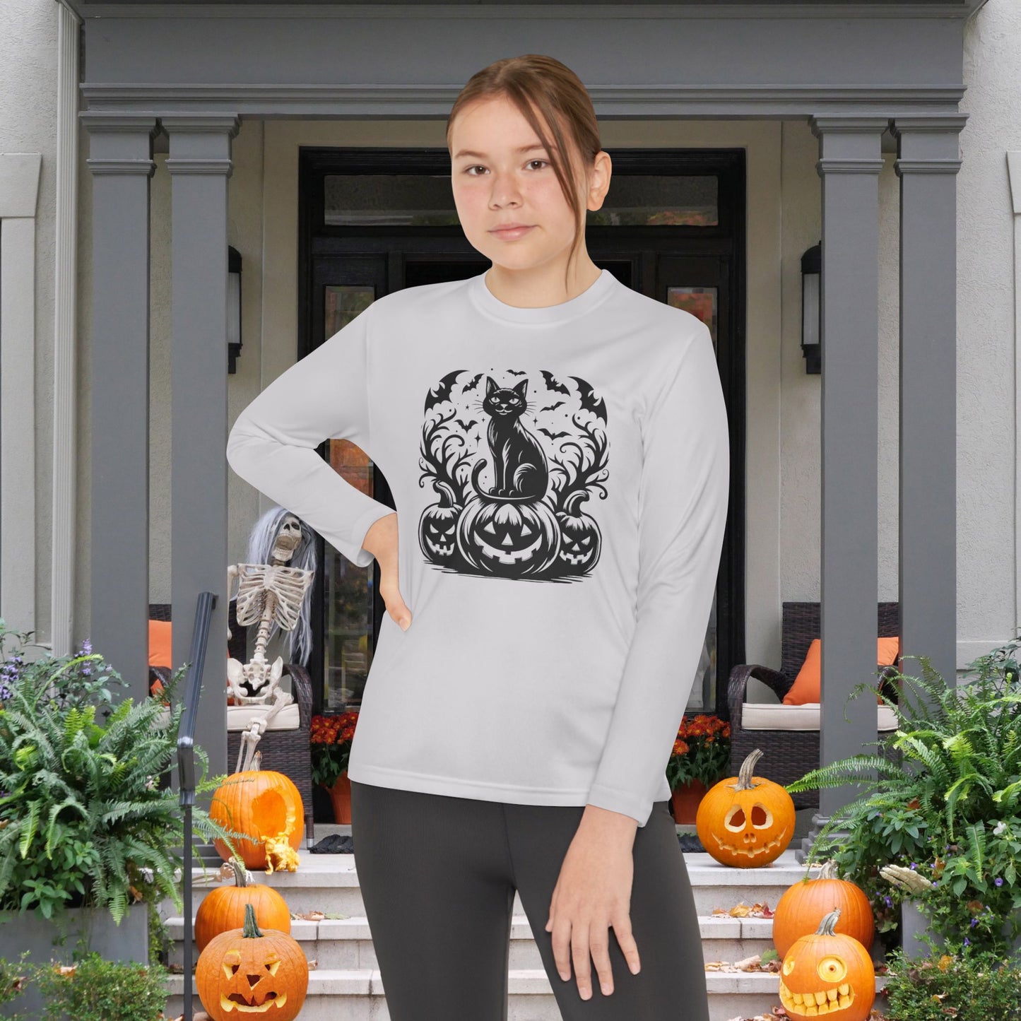 Whiskers at Witching Hour Youth Long Sleeve Tee
