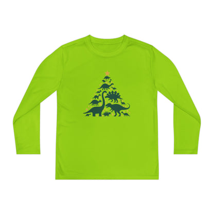 Dinosaur Christmas Tree Youth Long Sleeve Tee