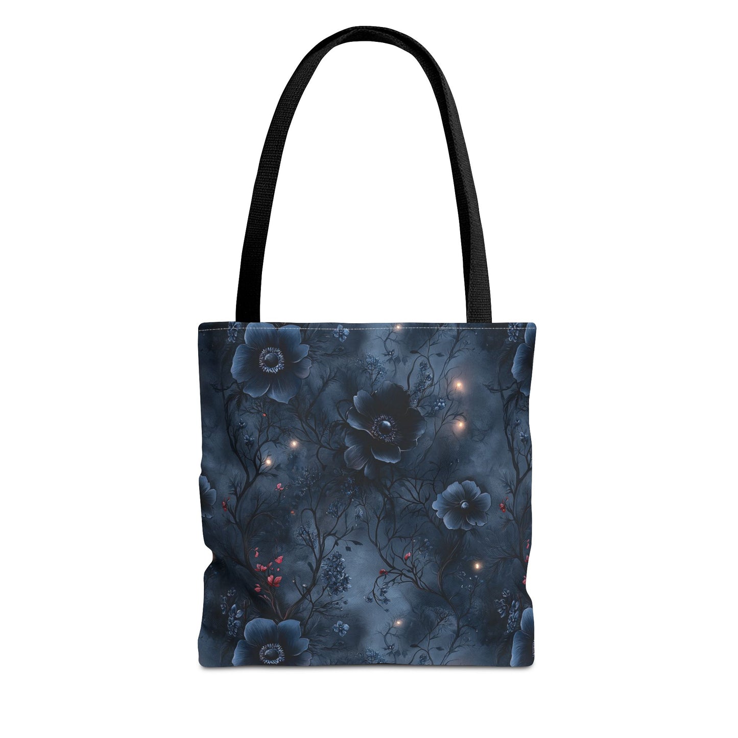 Black Roses & Vines Forget-Me-Nots Canvas Tote Bag