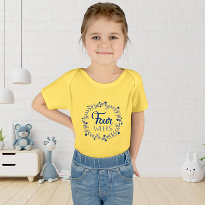 Blue Milestone Wreath Onesie-Four Weeks