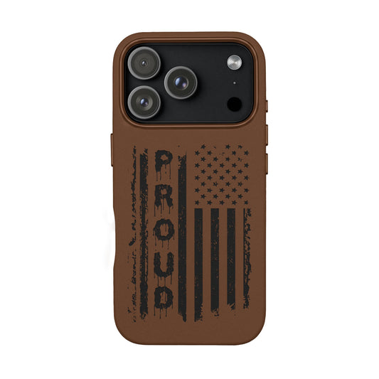Proud American Engraved Leather Phone Case