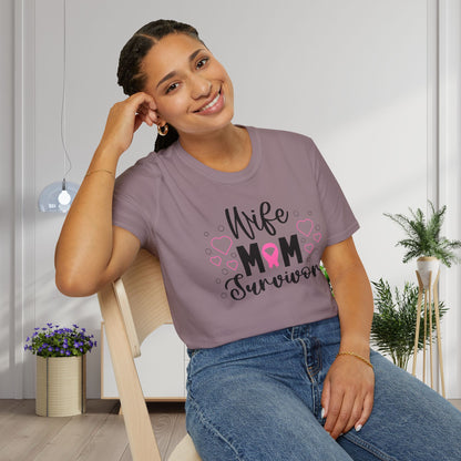 Wife Mom Survivor Adult T-shirt