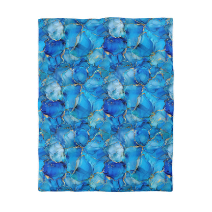 Turquoise Marble Print Microfiber Duvet Cover