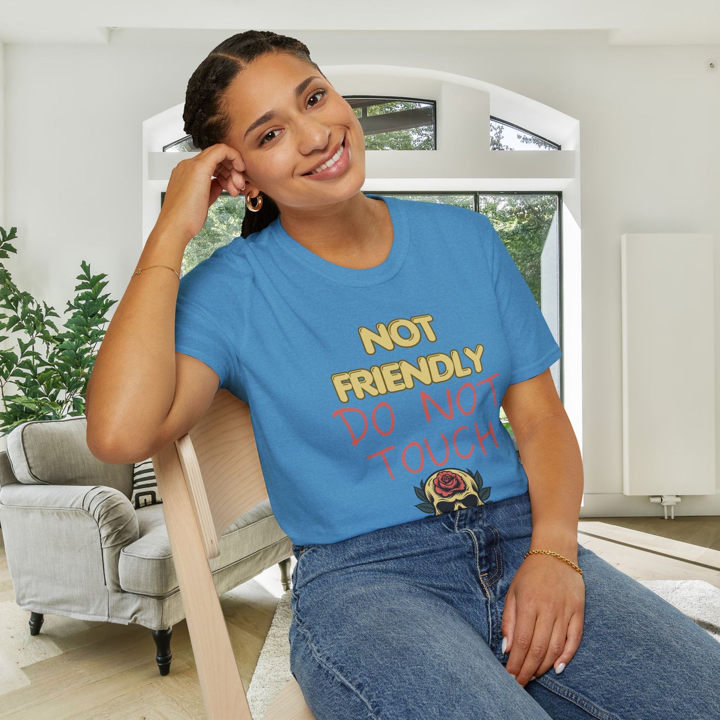 Not Friendly Do Not Touch Adult  T-shirt