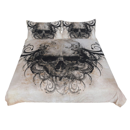 Black Hair Skull Duvet Cover 3Pc Bedding Set