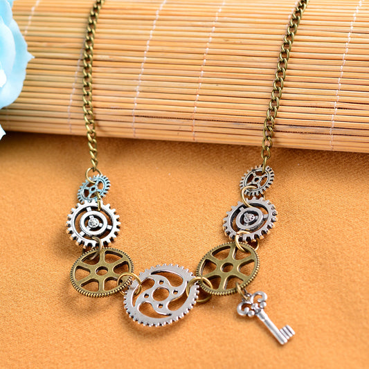 Vintage Steampunk Gear Pendant Necklace