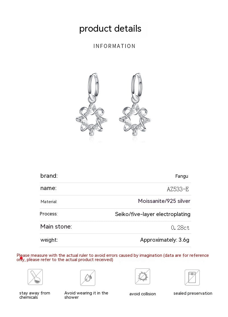 Sterling Silver/Moissanite Polygon Star Earrings