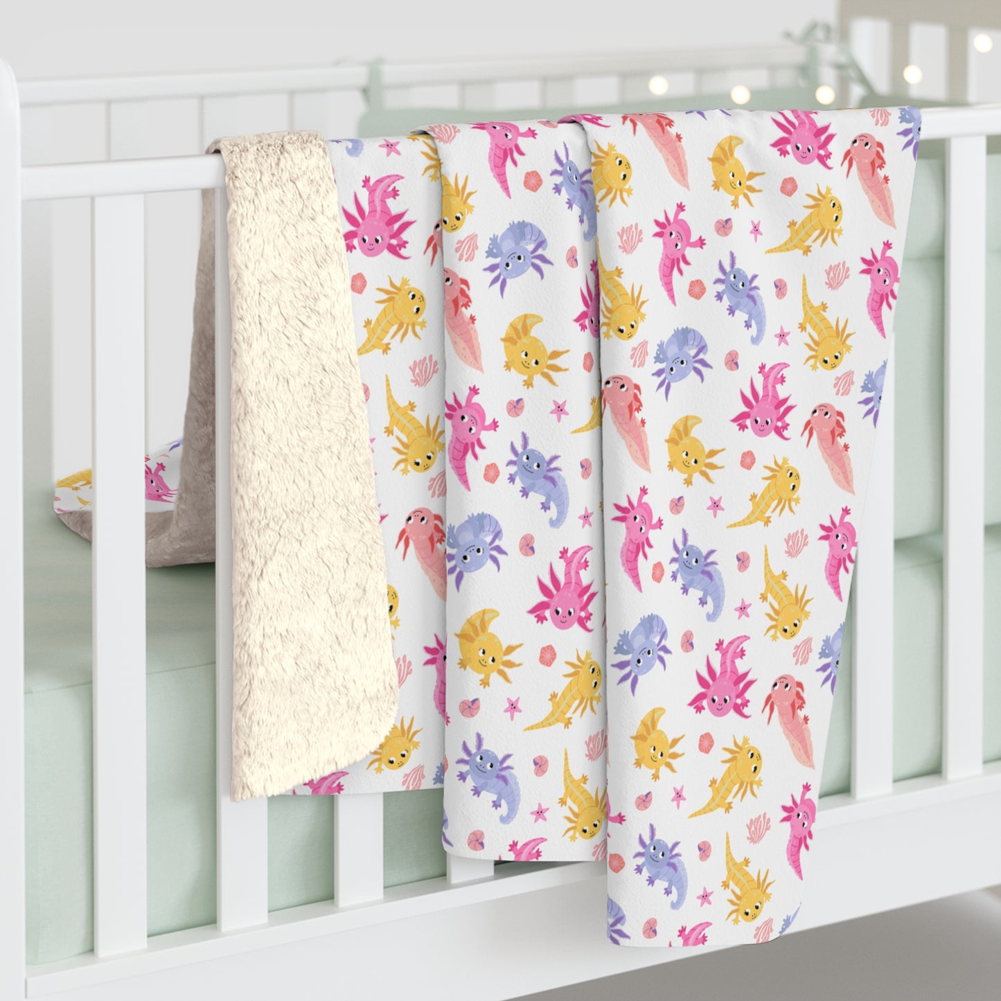 Axolotl Whimsy Sherpa Fleece Blanket