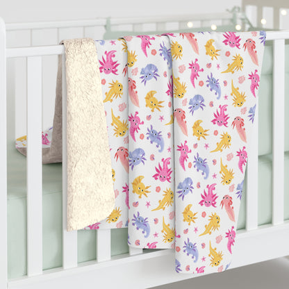 Axolotl Whimsy Sherpa Fleece Blanket